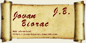 Jovan Biorac vizit kartica